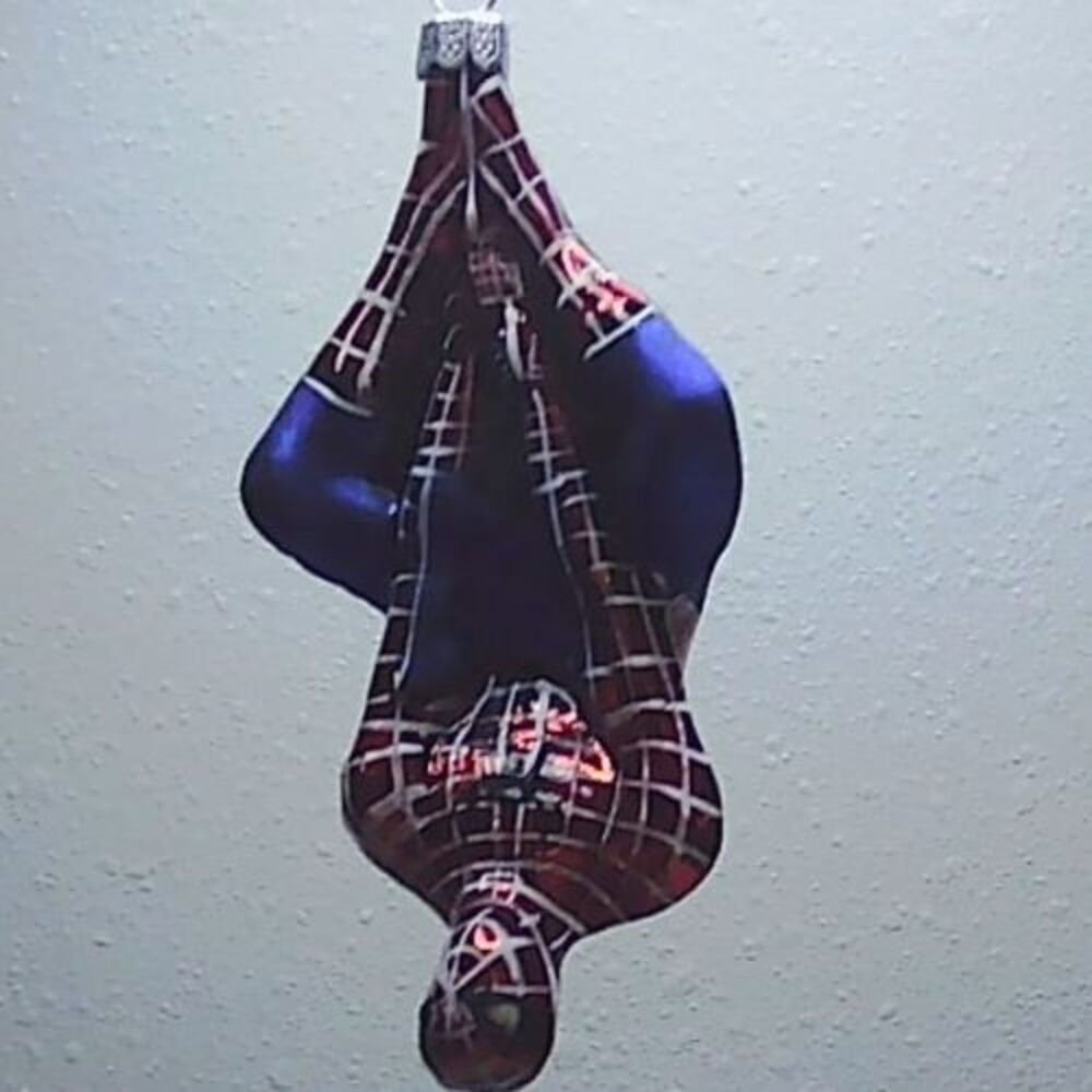 2007 Marvel Spiderman 3 Movie Glass Ornament Hanging Upside Down Rare